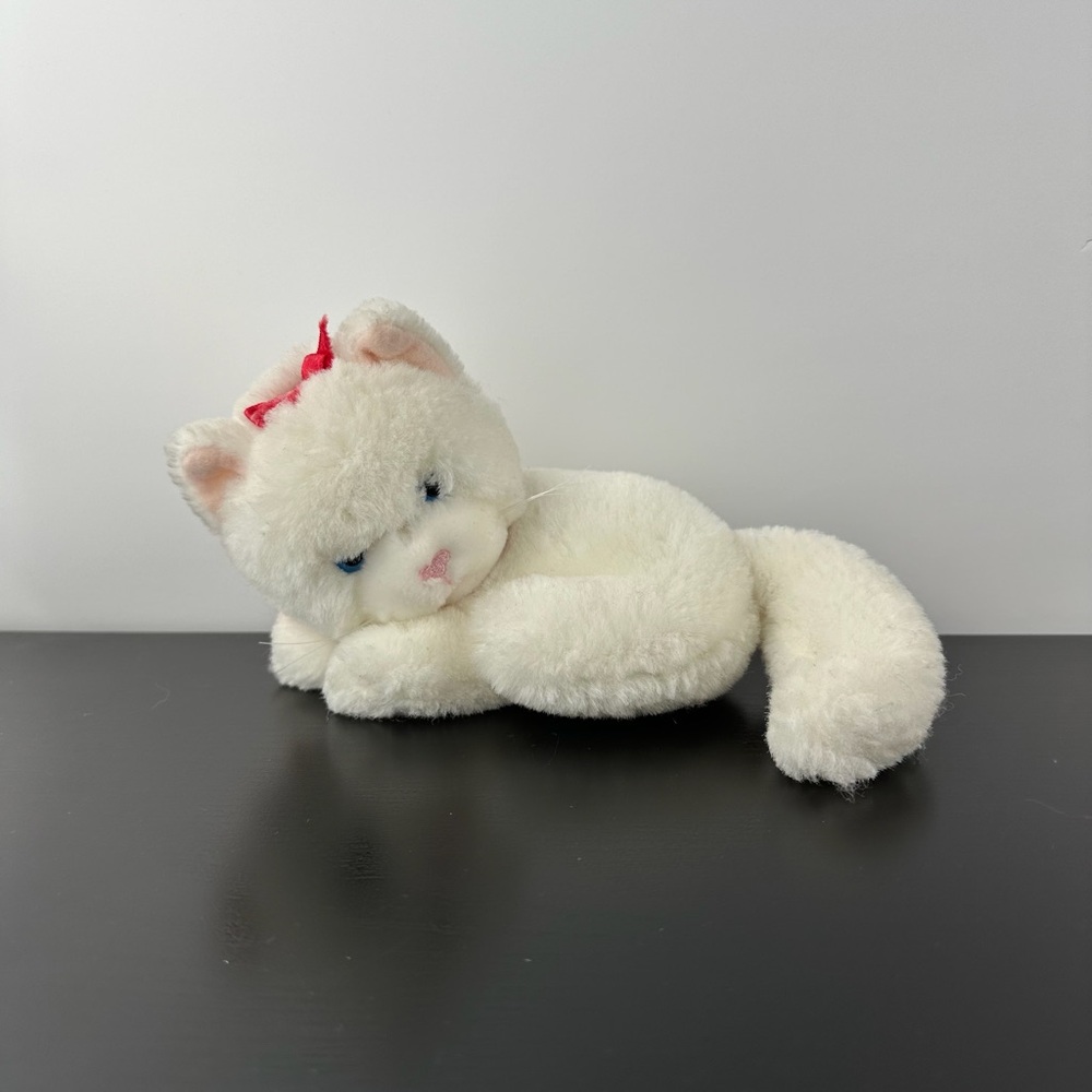 24K Polar Puff Rare White Kitty Cat 8” Pink Nose Blue Eyes Plush Stuffed Animal